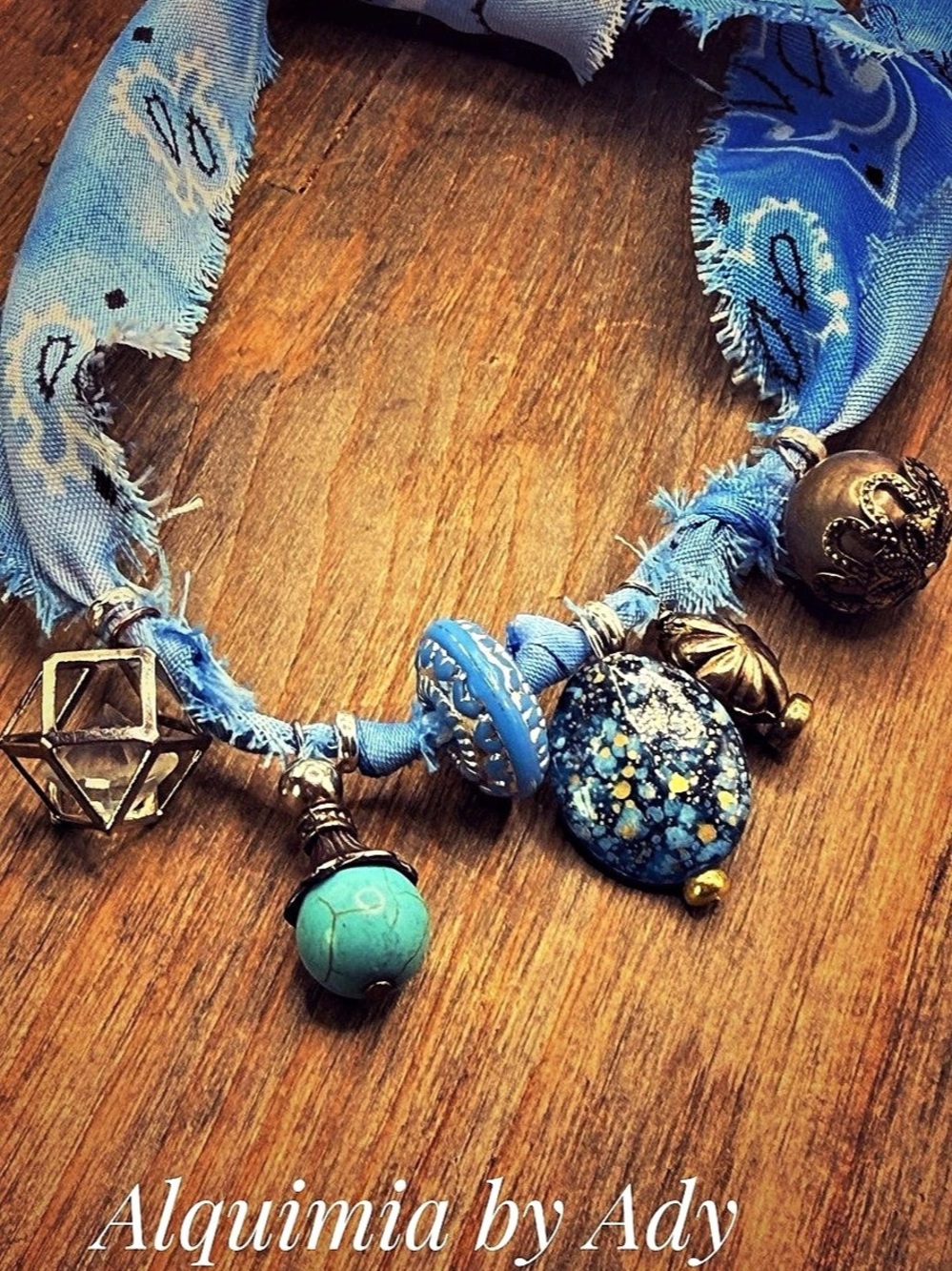 Alquimia by Ady Blue & Black Statement Charm Necklace